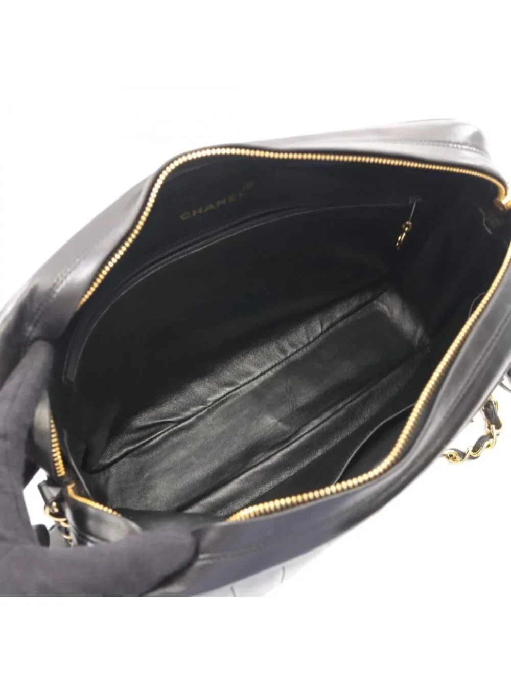 Chanel Shoulder Bag Mademoiselle Tassel Black Lambskin Fringe Chain